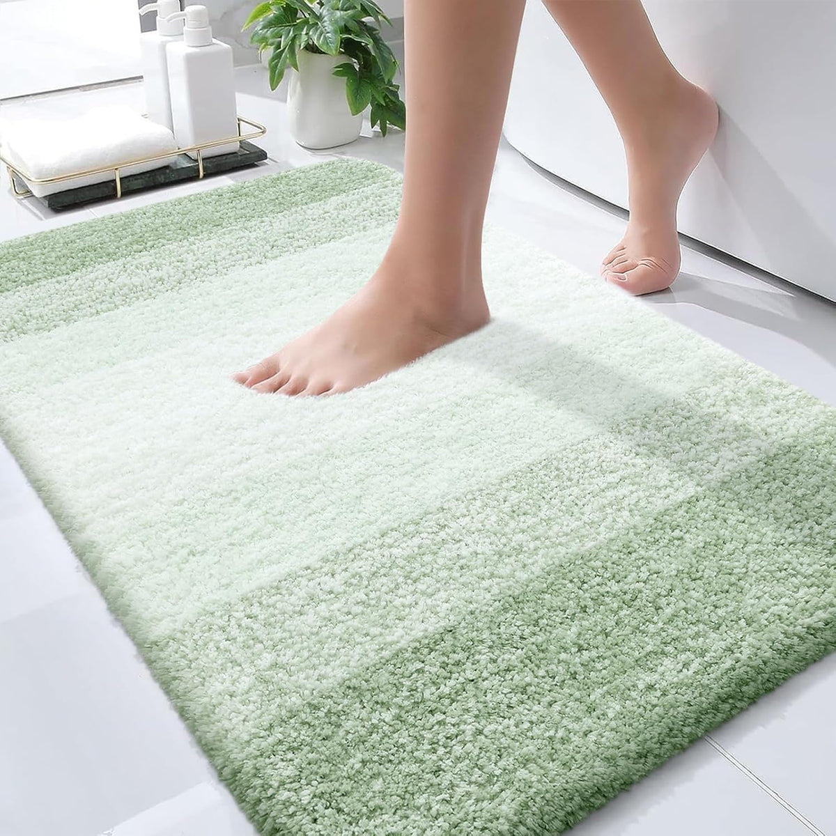OLANLY Bathroom Rugs Mat 30x20, Extra Soft Absorbent Microfiber Bath Rugs, Rubber Backing, Quick Dry, Machine Washable Bath Mats for Bathroom Floor, Tub and Shower, Home Decor Accessories, Sage Green