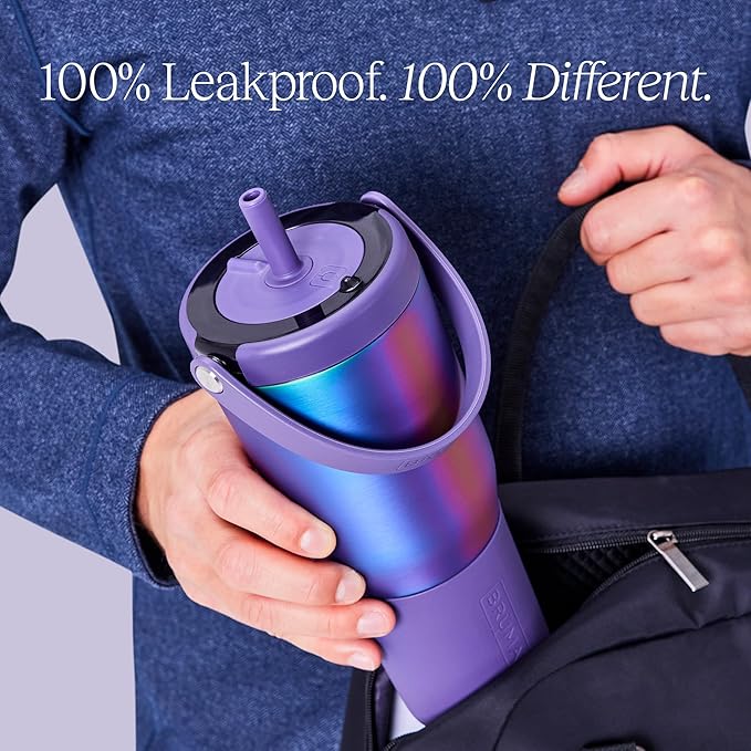 BrüMate Resa 35oz 100% Leakproof Travel Tumbler w/Handle & Straw | Flexible SoftSip Straw | Silicone Sleeve for Durability | Stainless Steel | Cup Holder & Travel Friendly Water Bottle (Blue Agave) | 100% Leakproof, with Handle & Straw, Silicone Sleeve...