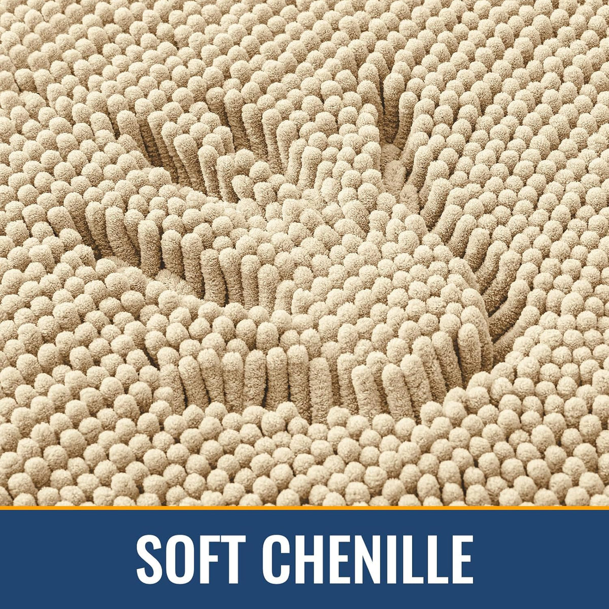 Arotive Bathroom Rugs 59x24, Extra Soft Absorbent Shaggy Chenille Bath Rugs, Machine Washable Rubber Backing Non-Slip Bath Mats for Bathroom Floor Tub and Shower, Home Decor Accessories, Beige