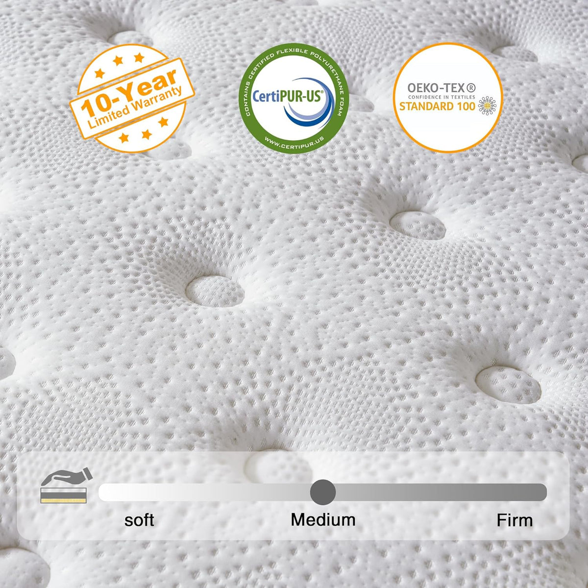 Twin Mattress, 10 Inch Hybrid Mattress in a Box, Memory Foam and Individual Pocket Springs, Fiberglass Free, Soft and Breathable, Medium Firm Feel