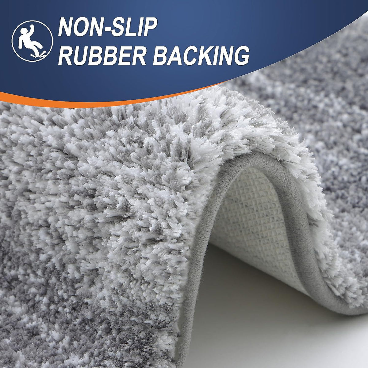 OLANLY Bathroom Runner Rugs 47x17, Extra Soft Absorbent Microfiber Bath Rugs, Rubber Backing, Quick Dry, Machine Washable Bath Mats for Bathroom Floor, Tub and Shower, Home Decor Accessories, Grey