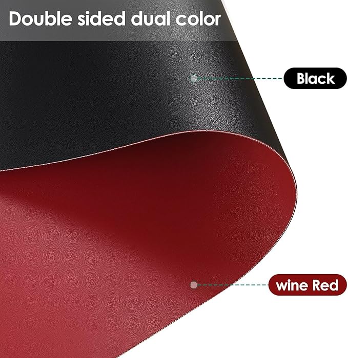 Leather Dresser Cover,1.8mm Thick,10x43 Inch,Dresser Protector Top,Dresser Top Protector,Dresser Cover Top,Dresser Top Cover,Dresser Cover Top for Bedroom.(Black+Wine Red,10x43)