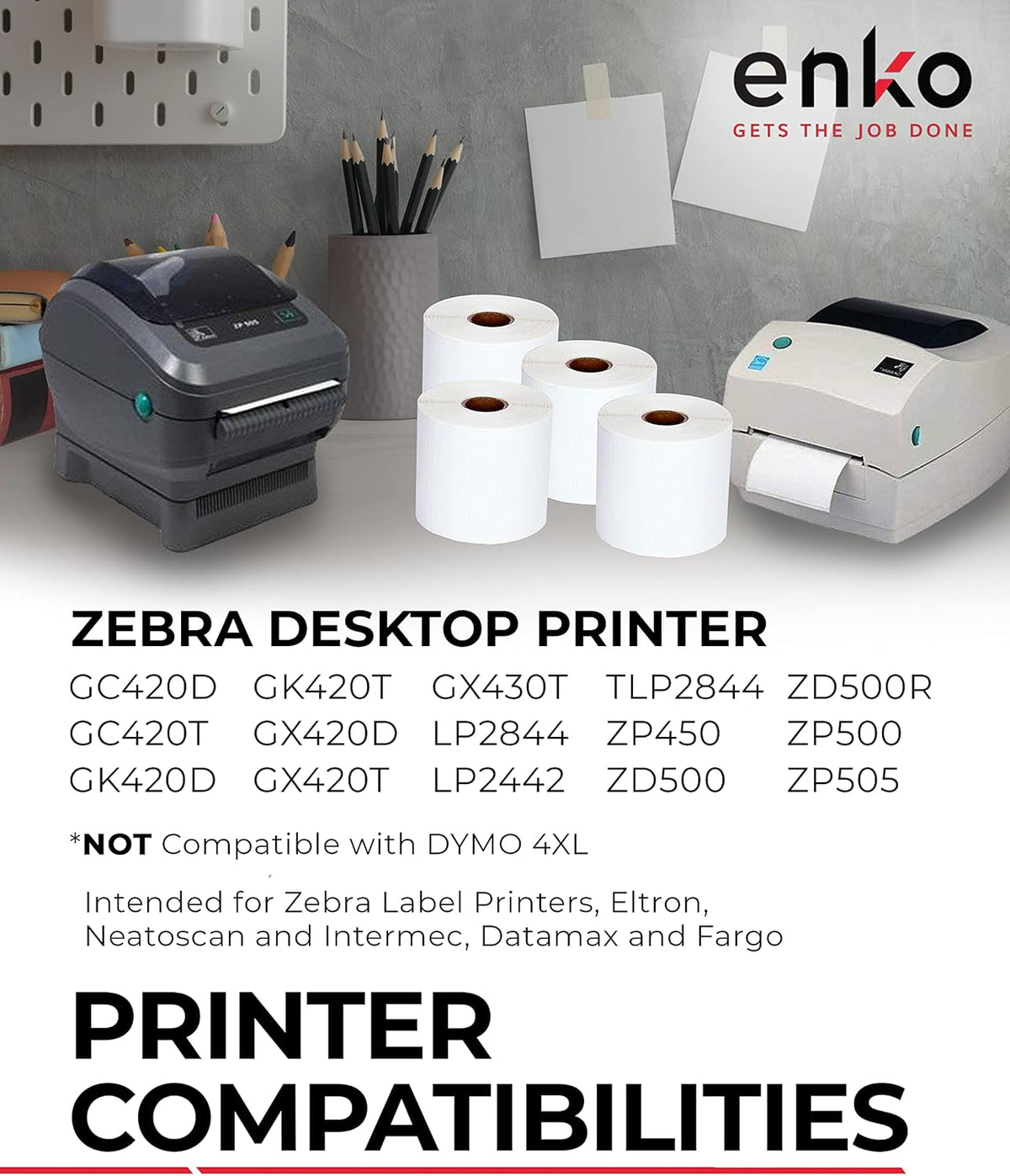enKo [12 Rolls, 7440 Labels] 4 x 2-1/2 inches Direct Thermal Labels, FBA Stickers, FNSKU Label Compatible for Zebra/Eltron