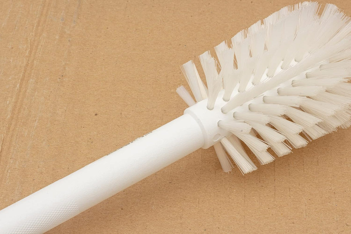 SPARTA Large Water Bottle Brush Ideal for Wide-Mouth Jars, Bottles and Tumblers, Dishwashing Tool with Handle for Home and Commercial Kitchens, Plastic, 12 Inches, White, (Pack of 6)