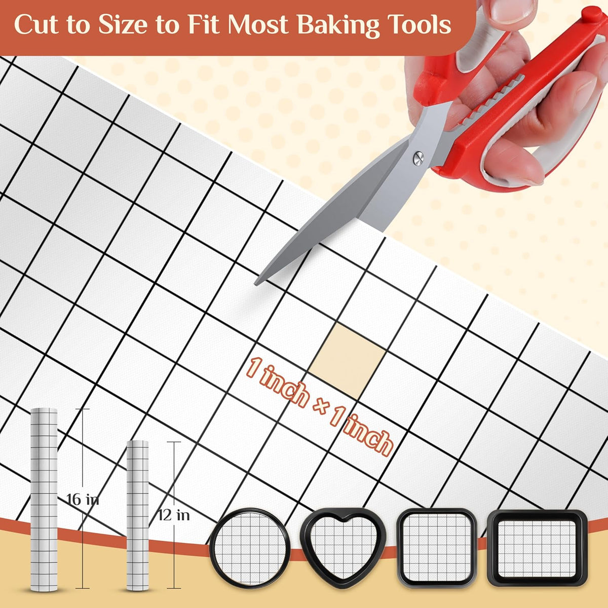 Silicone Baking Mat, 12 IN x 6 FT Free Cutting Baking Sheet,Non-Stick Reusable Dough & Pastry Mat,Non-Slip Silicone Mat Roll for Air Fryer Liner,Freeze Dryer,Oven Baking Pan,Kitchen Counter