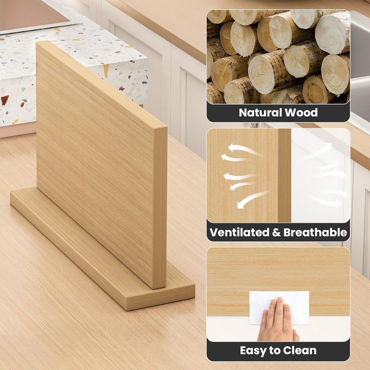 Extra Large Magnetic Knife Holder, Double-Sided Magnetic Knife Block Universal Multi-function Display Rack for Kitchen Counter