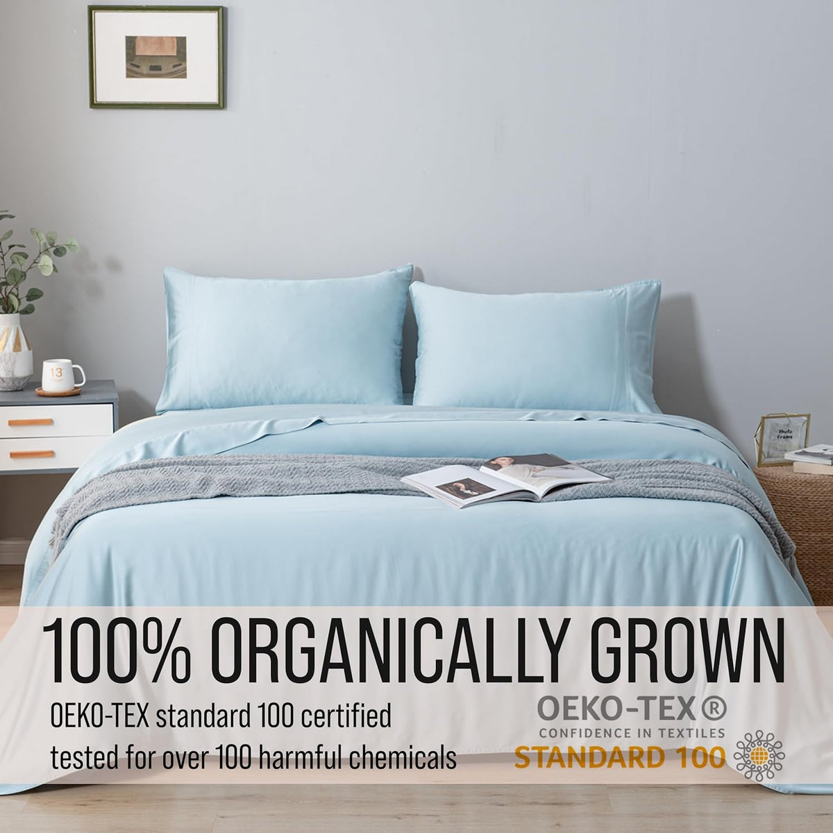 Bella Coterie Luxury Bamboo Viscose King Size Sheet Set | 100% Organically Grown | Ultra Soft | Cooling for Hot Sleepers | 18" Deep Pocket [Coastal Blue]