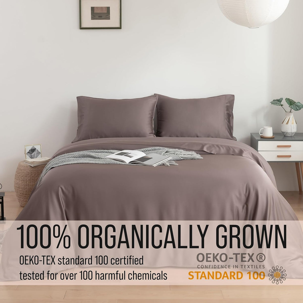 Bella Coterie Luxury Bamboo Viscose Full Size Sheet Set | 100% Organically Grown | Ultra Soft | Cooling for Hot Sleepers | 18" Deep Pocket [Mocha]