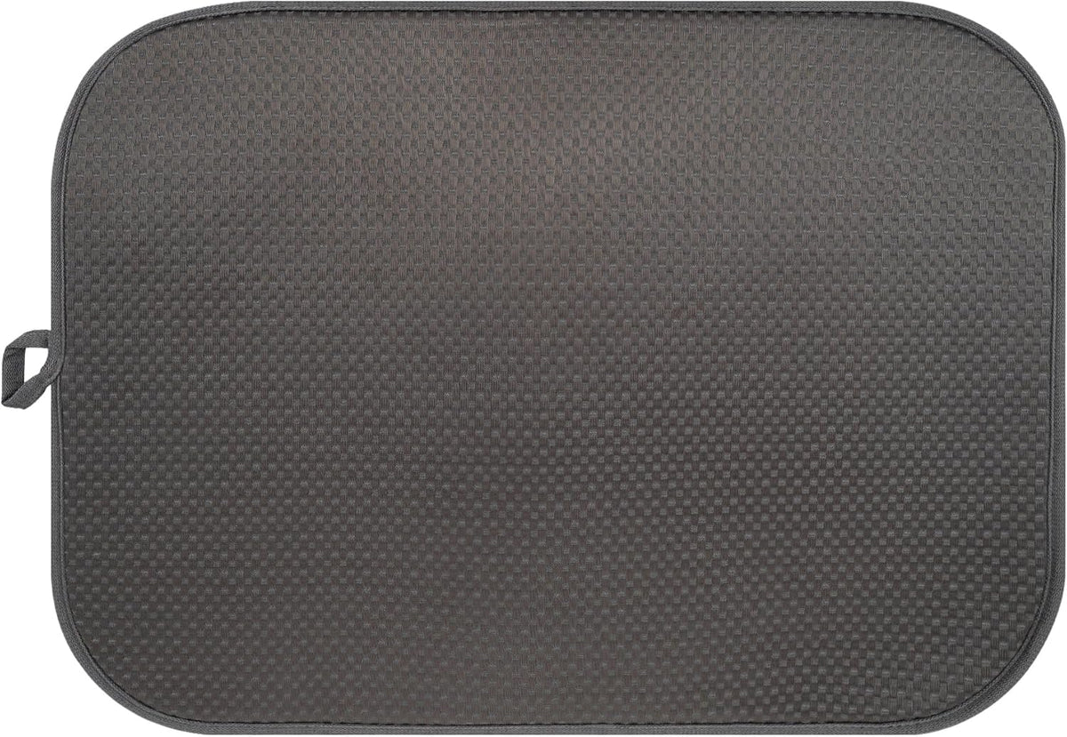 Dark Gray Dish Drying Mats 17” x 24” – Extra Large Kitchen Drying Mat for Countertop, Absorbent Microfiber Dish Rack Mat, Foldable Dish Pad for Dishes, Pans – Reusable Dish Drainer Mat
