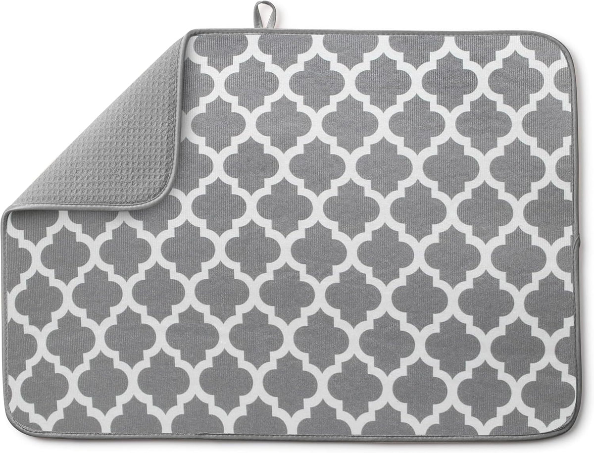 Bellemain XXL Dish Mat 24" x 17" ( LARGEST MAT ) Microfiber Dish Drying Mat , Super absorbent ( Trellis )