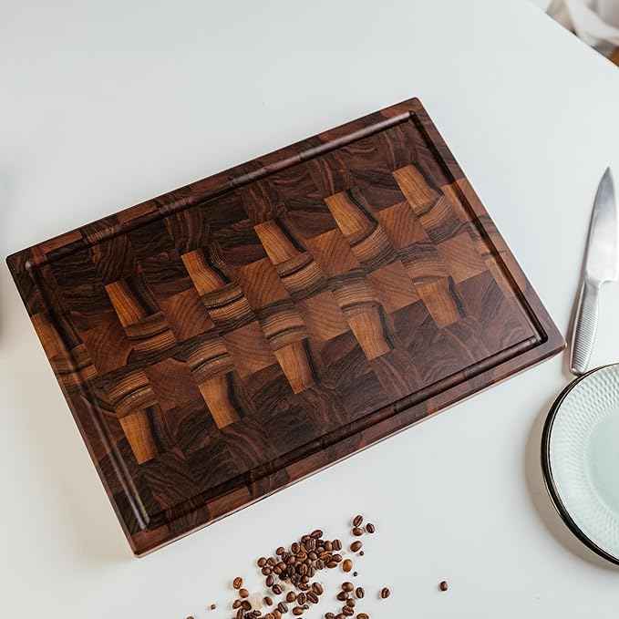 Handmade Personalized Walnut End Grain Cutting Board – Custom Engraved Wood Chopping Block, Perfect Gift for Home Chefs by GrainWoods (15x9x2 Inches)