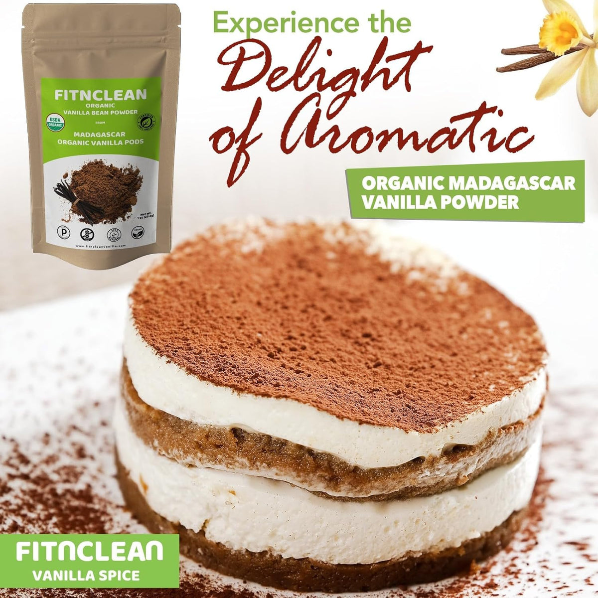 2oz Organic Madagascar Vanilla Bean Powder. Certified USDA Organic. Raw Natural Pure Unsweetened No Additives NON-GMO. Ground whole Gourmet Pods by FITNCLEAN VANILLA