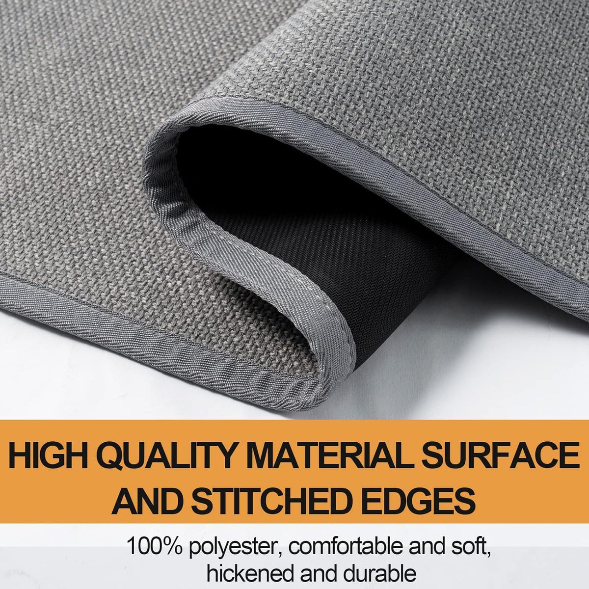 Fan Shaped Kitchen Mat 1 PCS, Cushioned Non Slip Rugs for Kitchen Floor, Absorbent Runner Comfort Standing Mats Washable for Kitchen, Office, Home (Grey, Radius 47")