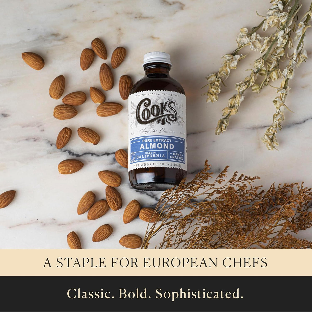 Cook’s, Pure Almond Extract for Baking, Cooking, and Mixology, Allergen Free Almond Flavoring Extract, 8 oz