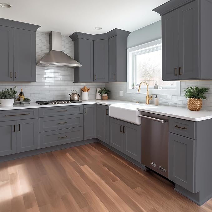 Wall-Mounted Cabinet – Solid Wood Shaker Style Medicine Cabinet with Adjustable Shelves & Soft-Close Doors for Bathroom, Kitchen, and Office Storage (Pebble Gray, 39" W x 12" D x 36" H)