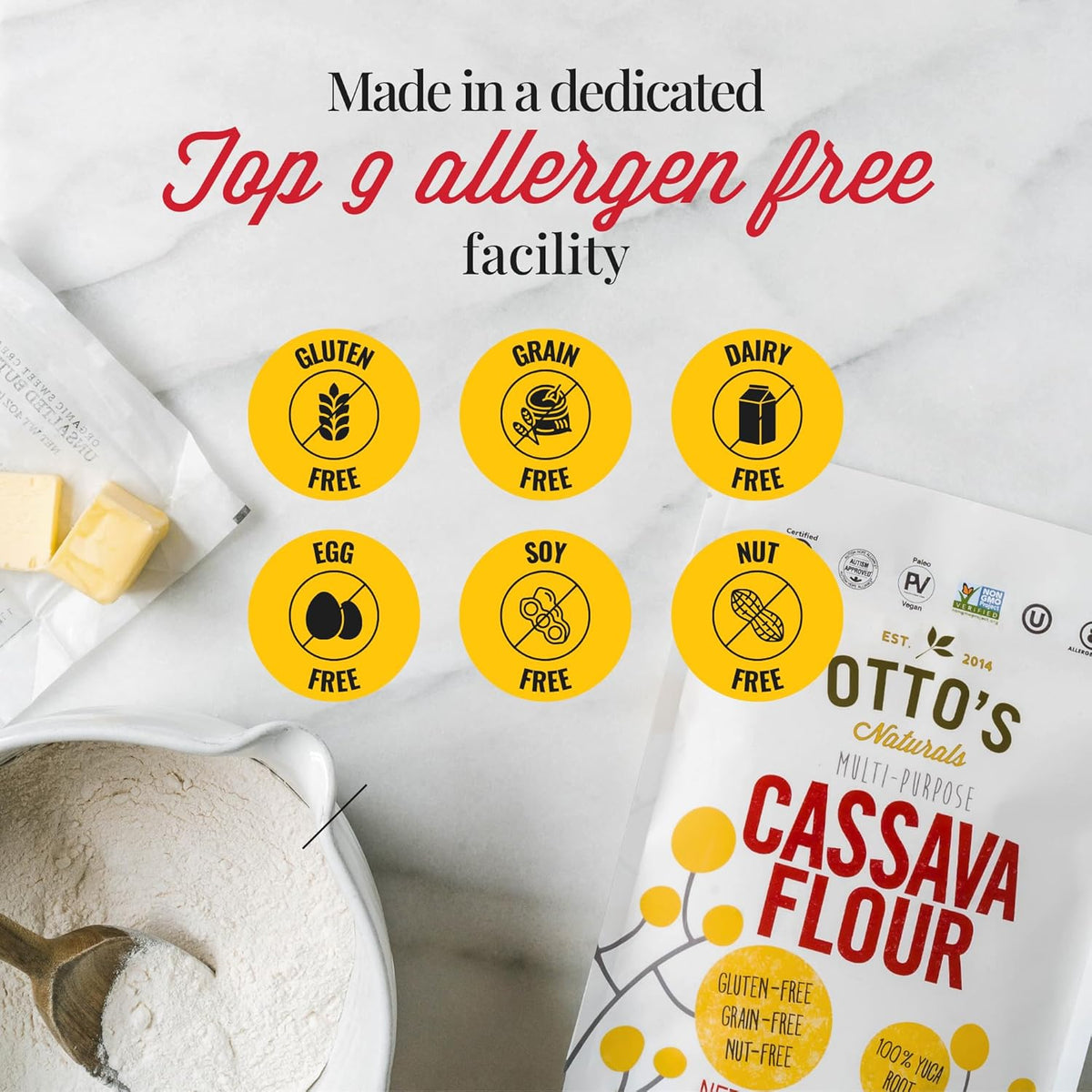 Otto's Naturals Multi-Purpose Cassava Flour, Non-GMO, Gluten-Free, Grain, Nut and Gum-Free, 1-to-1 Wheat Alternative, Paleo, AIP, 15 lb