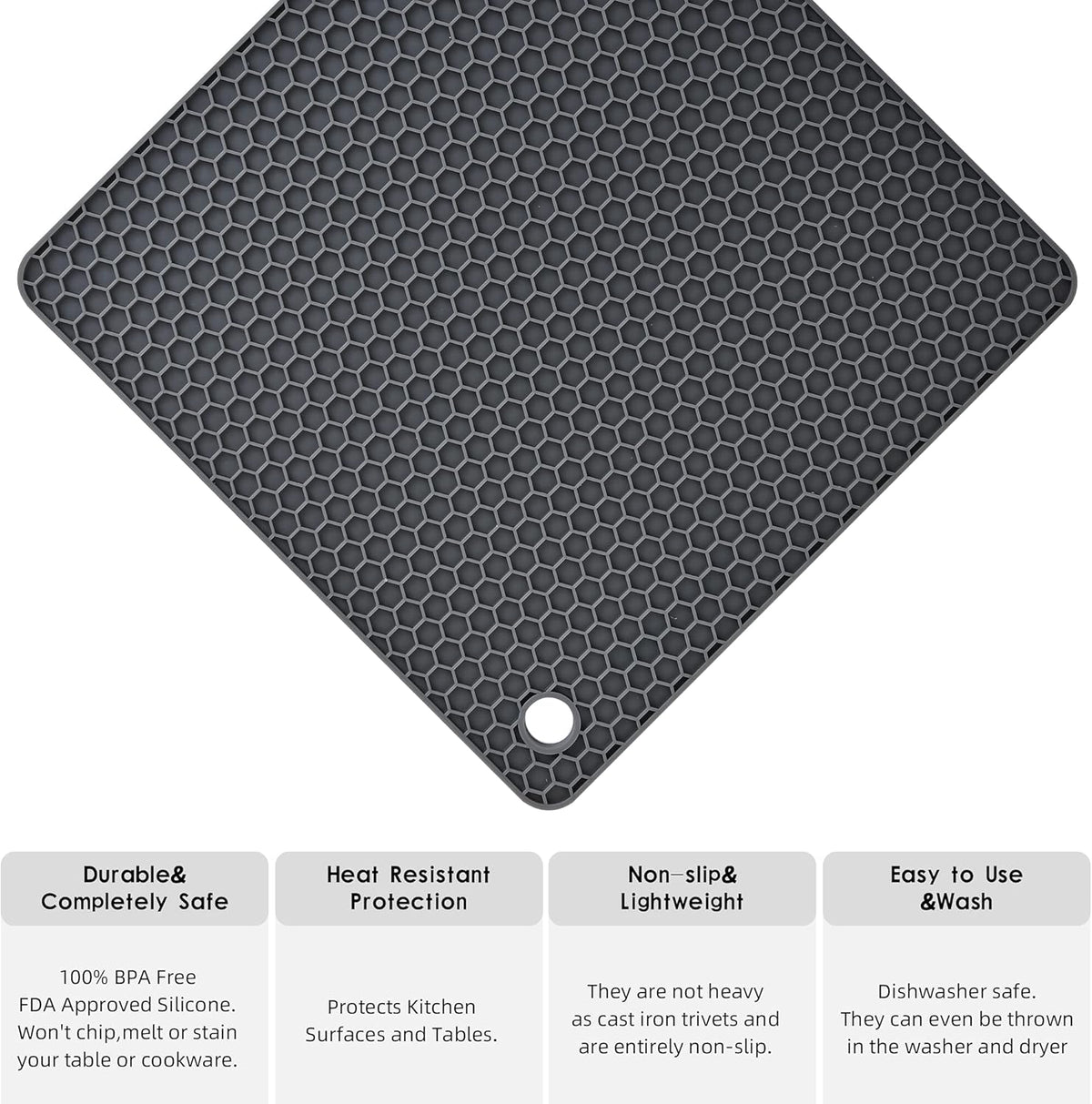 Silicone Trivets for Hot Dishes, Trivet Hot Pads for Kitchen, Trivets for Hot Pots and Pans, Multi Use Silicone Pot Holders Trivet Mat, Heat Resistant Mats for Countertop Set 4 Teal
