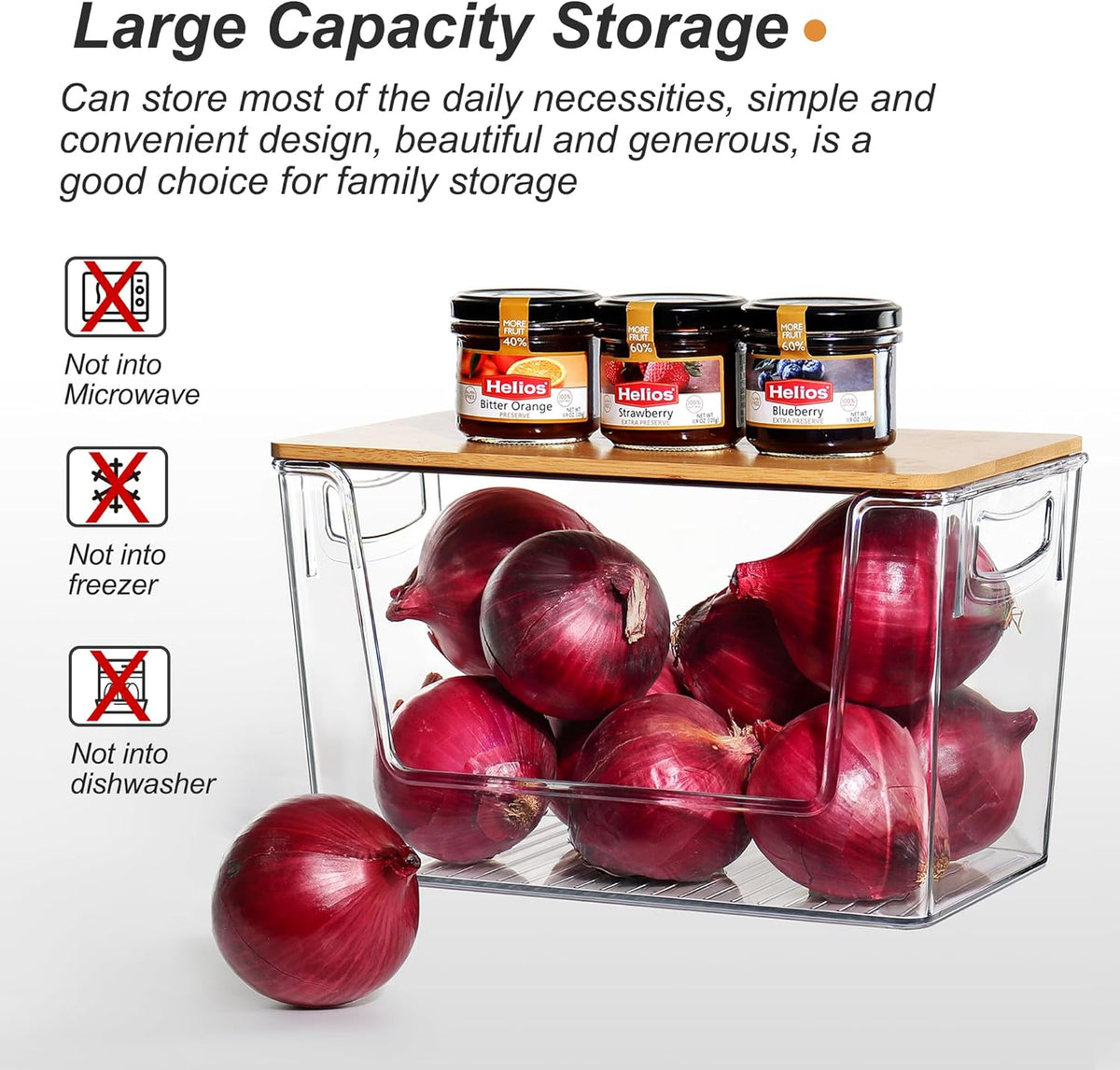 Pantry Organizers Storage, 2 Pack Onion and Potato Storage Bins Large Capacity Kitchen Counter Bins for Garlic, Fruit, Vegetable, Can Storage Countertop Organizer (12" x 7" x7")