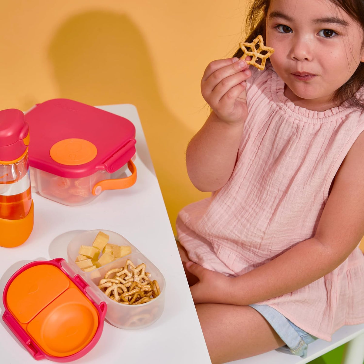 b.box Snack Box (2-pack) Reusable Snack Containers with Lids – Bento Box for Kids & Toddlers, Leakproof Lunch Box, BPA-Free and Dishwasher Safe Snack Container (S'shake + Lilac Pop, 1 3/4 Cup)
