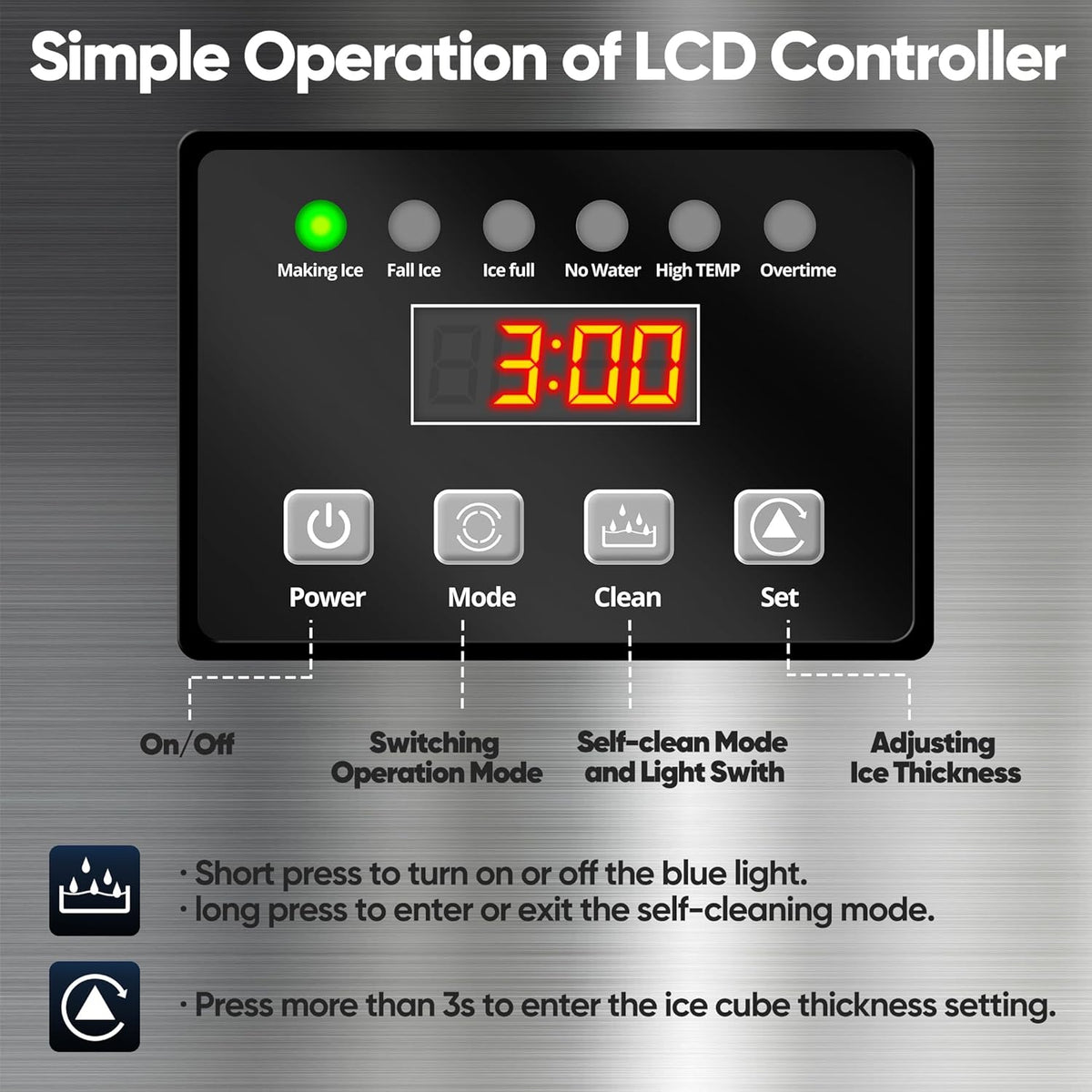 Commercial Ice Maker Machine, 150LBS/24H Ice Maker Machine with 35LBS Ice Storage Capacity, Freestanding Under Counter Ice Machine for Home Bar Office Restaurant