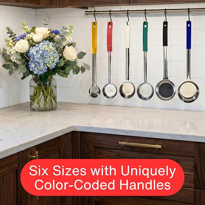 6 Ounce Solid Stainless Steel Portion Control Ladle Spoon for Measuring and Serving; Commercial Grade Serving Scoops [Pack of 2]