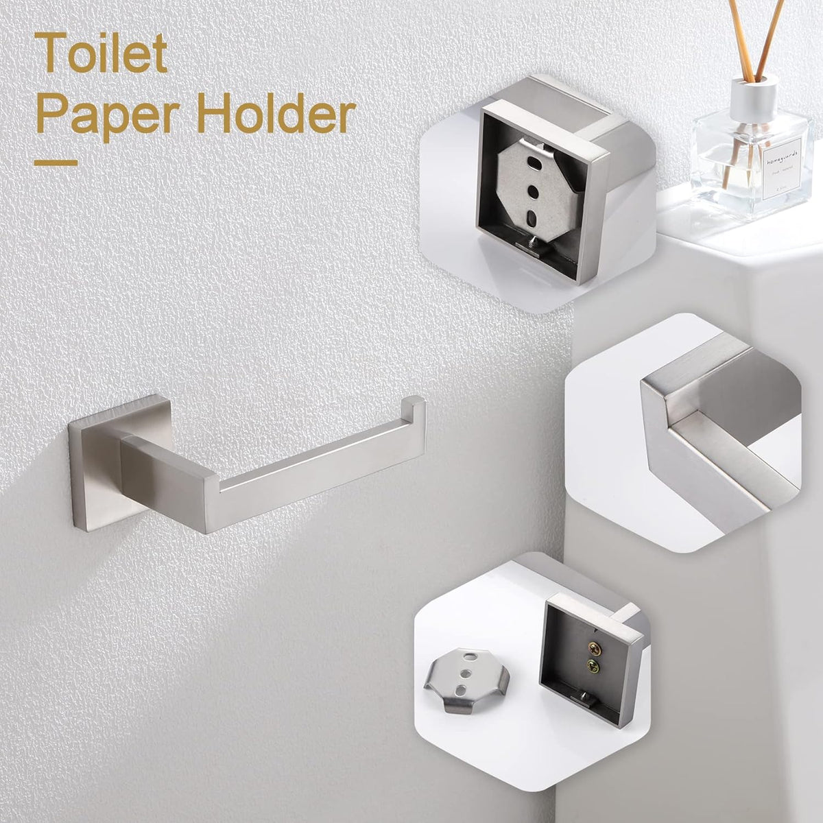 KOKOSIRI Toilet Paper Roll Holder Brushed Nickel Toilet Paper Holder Stainless Steel for Kitchen Bathroom Dispenser Wall Mounted, 2 Pack, B2003BR-P2
