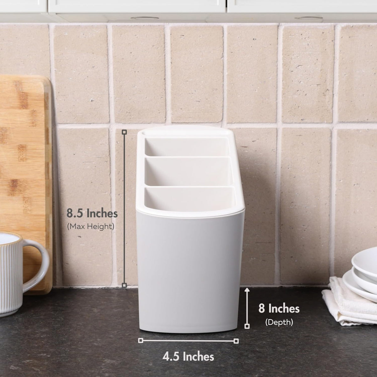 Angled Utensil Holder for Countertop | Space-Saving Kitchen Organizer for Large & Small Utensils with Knife Holder | Cooking Utensil Caddy with Spoon Rest | Kitchen Essentials Under Cabinet Organizer