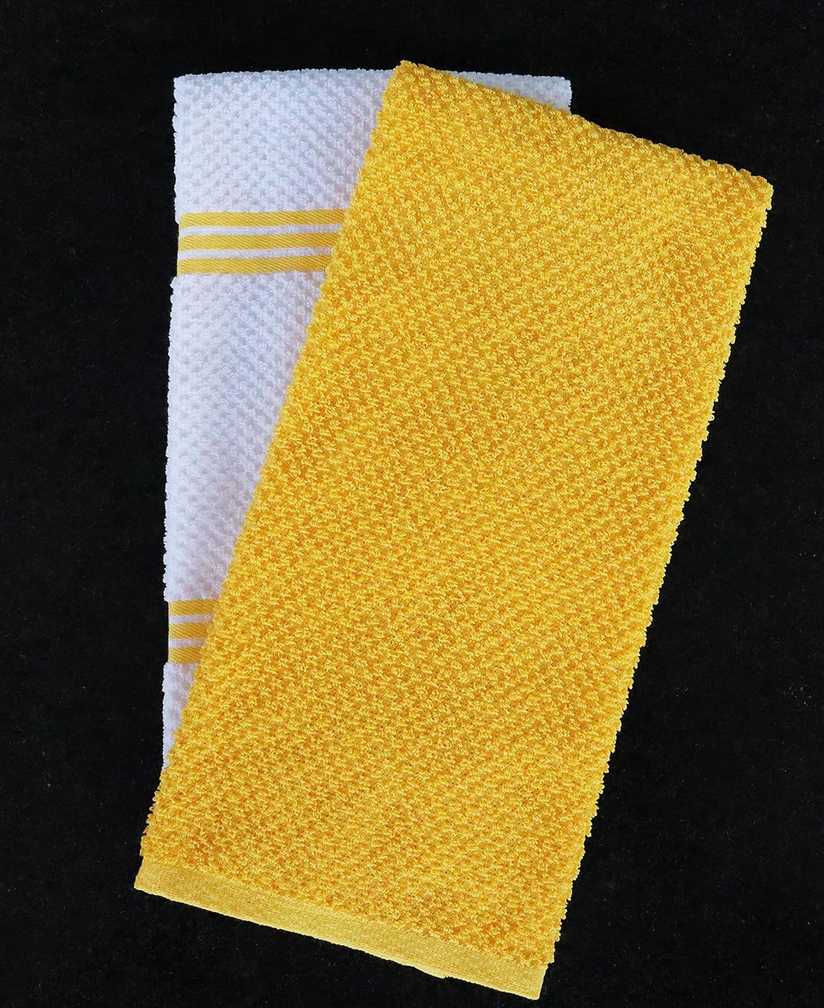 AMOUR INFINI Kitchen Towels Pack of 4 - Absorbent, Quick Drying Premium Cotton Tea Towel - Kitchen Linens 16x28 Inch Dish Towels with Hanging Loop (Yellow)