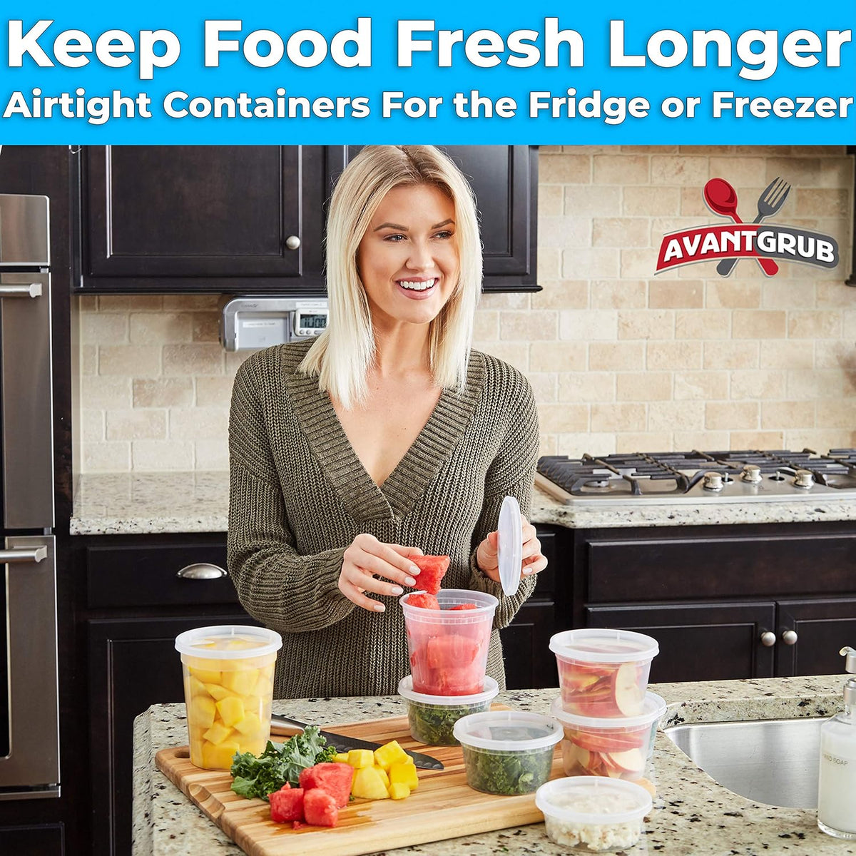 Deli Grade BPA-Free 16oz Plastic Containers with Lids 48ct. Leakproof Microwavable Portion Container for To-Go Orders, Food Prep and Storage. Reusable Takeout Cups for Restaurant, Cafe and Catering.