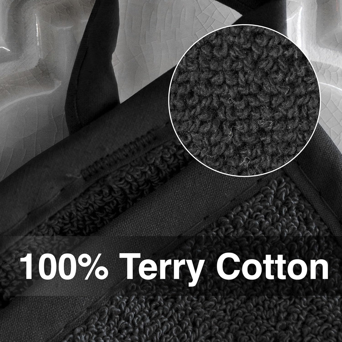 RITZ Terry Pocket Mitt & Hot Pad: Unparalleled Heat Resistant, Durable 100% Cotton – Ergonomically Designed for Optimal Grip – Easy-Care Machine Washable – 2-Pack, Black