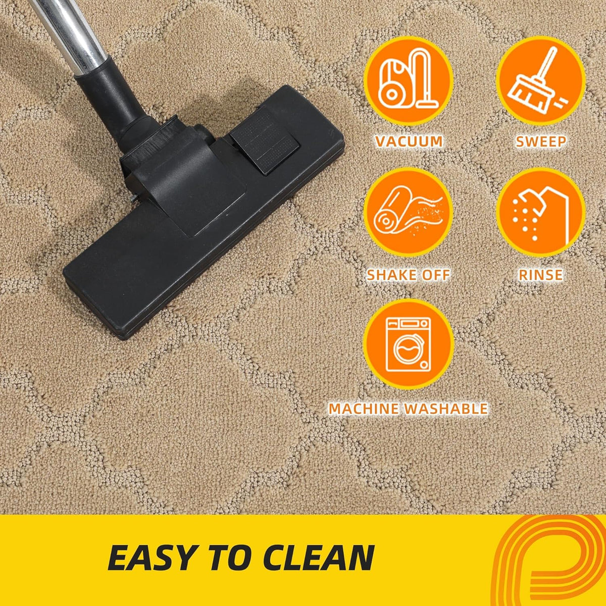 JSEI Kitchen Rugs, Non-Slip Kitchen Mats for Floor, Soft Washable Absorbent Kitchen Mats 2 Pieces, Kitchen Carpet Runner with TPR Backing, Polyester, 20”x32”+20”x48”, Beige