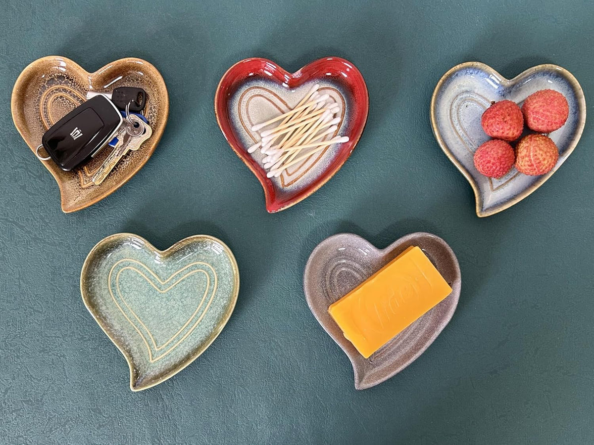 Ceramic Spoon Rest for Stove Top, Heart Cute Spoon Rest for Kitchen Counter, Cooking Spoon Holder for Kitchen Counter, Utensil Rest Spatula Rest Ladle Holder Tong Rest (Retro Sea Blue)