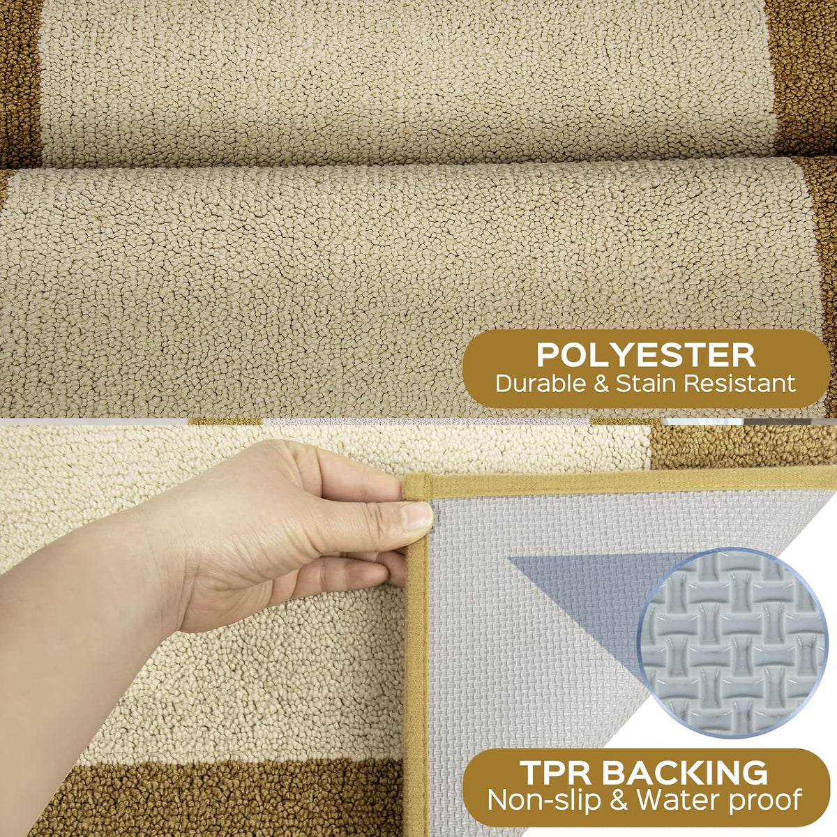 Machine Washable Runner Rugs Set of 2, (24" x 36"+ 24" x 60"), Non Slip Kitchen Mats for Floor, Absorbent Entryway Rug for Kitchen, Bedroom, Hallway, Bathroom, Door (Roll Packing)