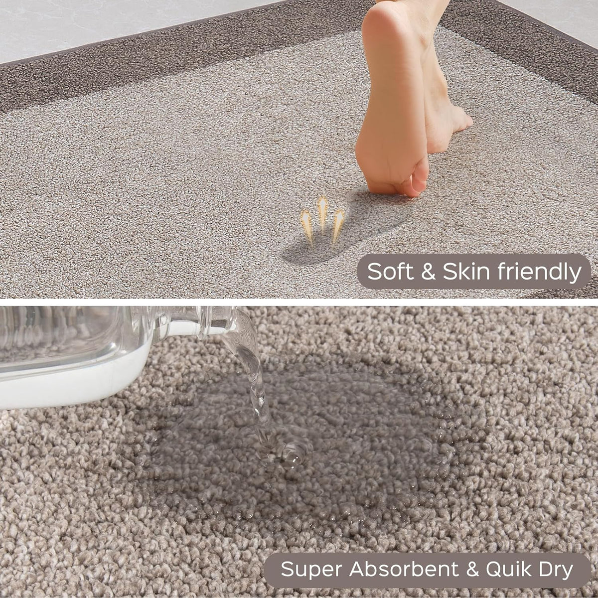 Machine Washable (24" x 36"+ 24" x 60"') Kitchen Rugs Set of 2, Non Slip Kitchen Mats for Floor, Absorbent Entrance Runner Rugs for Bedroom, Hallway, Bathroom, Door (Roll Packing)