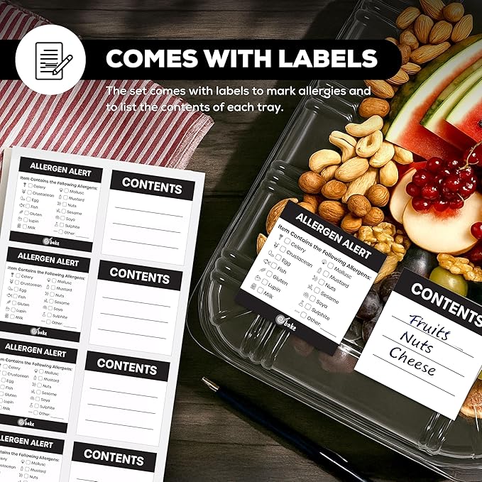 10 Pack Catering Trays with Lids – 17" Serving Tray with Lid, Heavy Duty Recyclable Plastic Party Platters for Catering, Buffet, Picnics & Events – Food Tray with Clear Lid (17.72 x 12.20 x 2.95 inch)